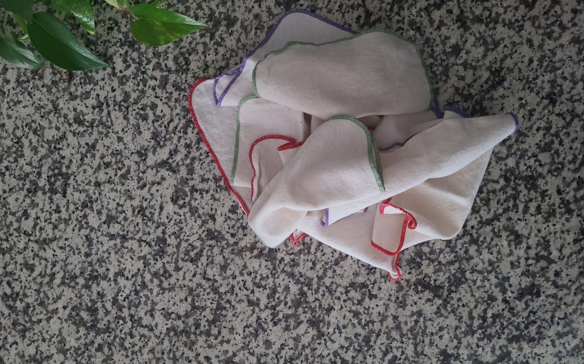 A pile of cloth baby wipes