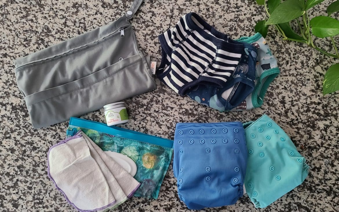 cloth diapering supplies for zero waste diaper bag