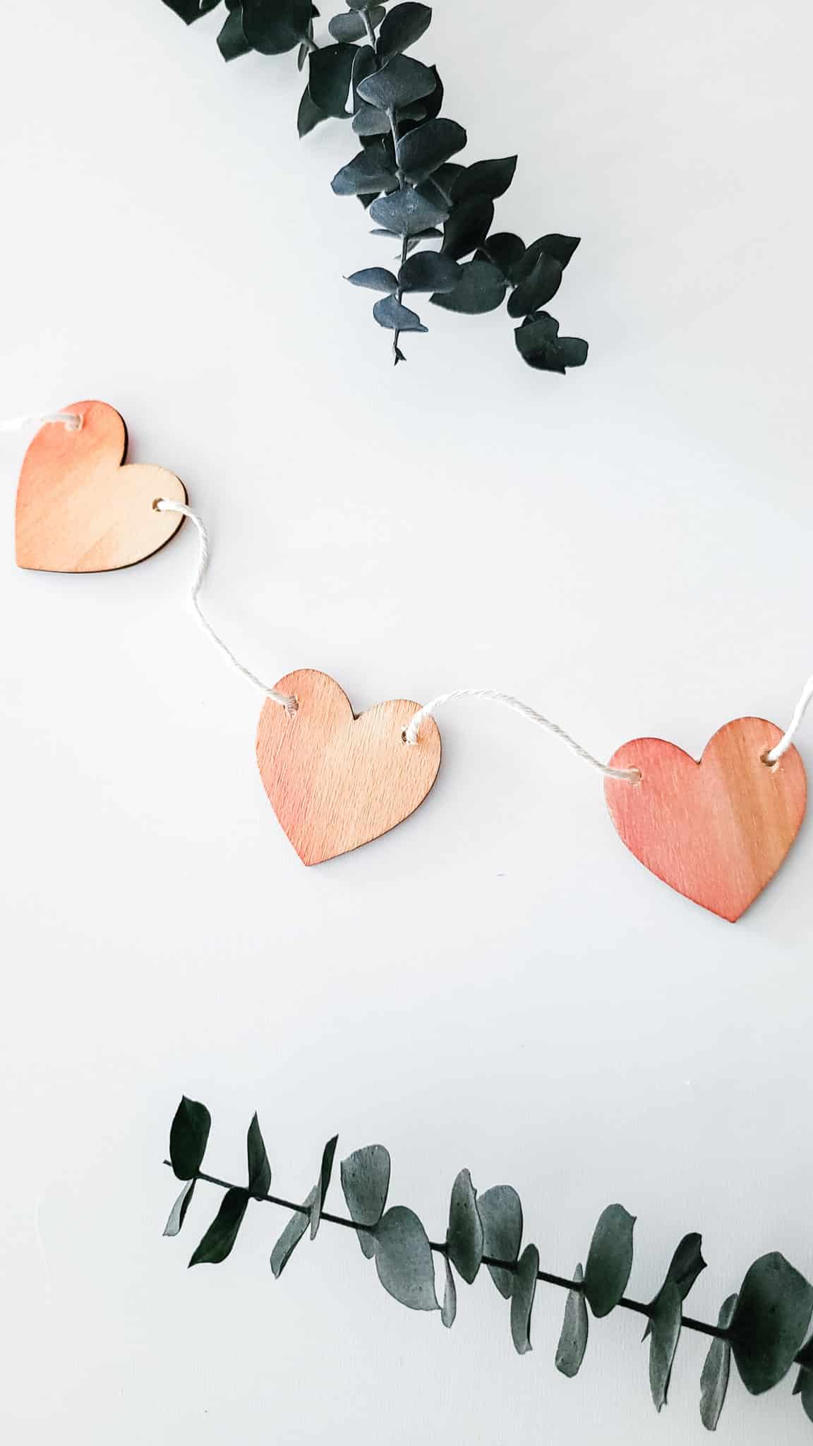 valentine's day decorations for home - watercolor wood heart garland