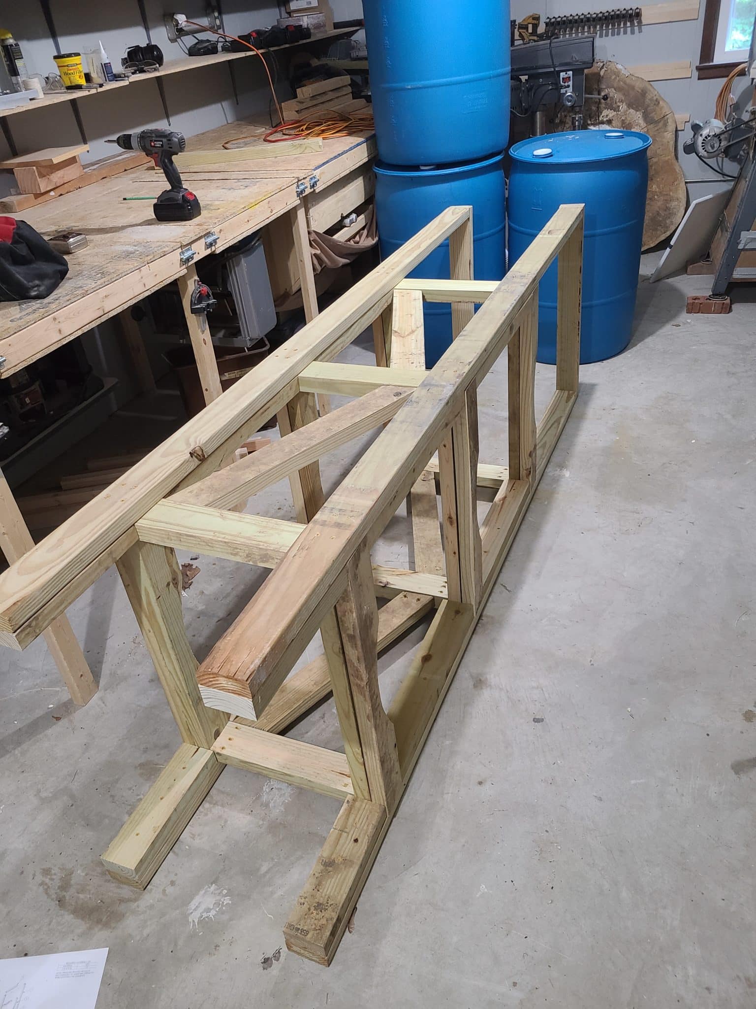 Assembled DIY stacked rain barrel system frame