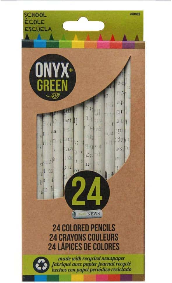 Eco-friendly school supplies - newspaper colored pencils in box