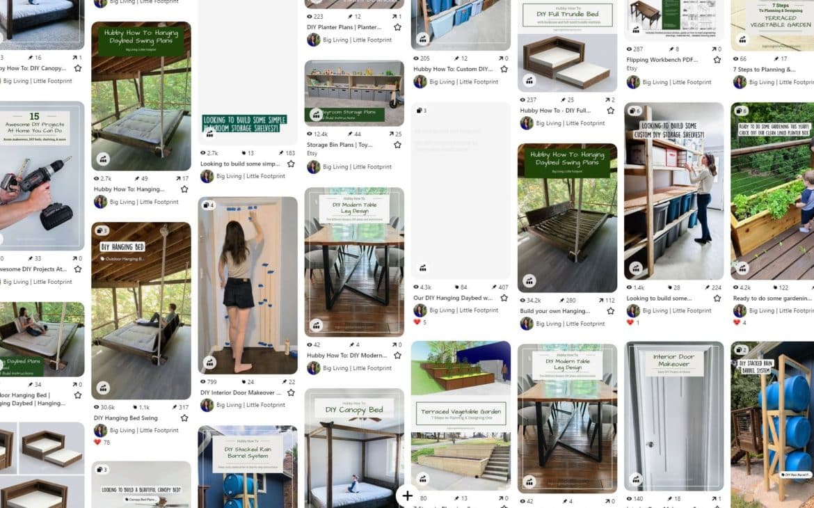 Pinterest board showing ideas for diy projects that could be DIY sustainably
