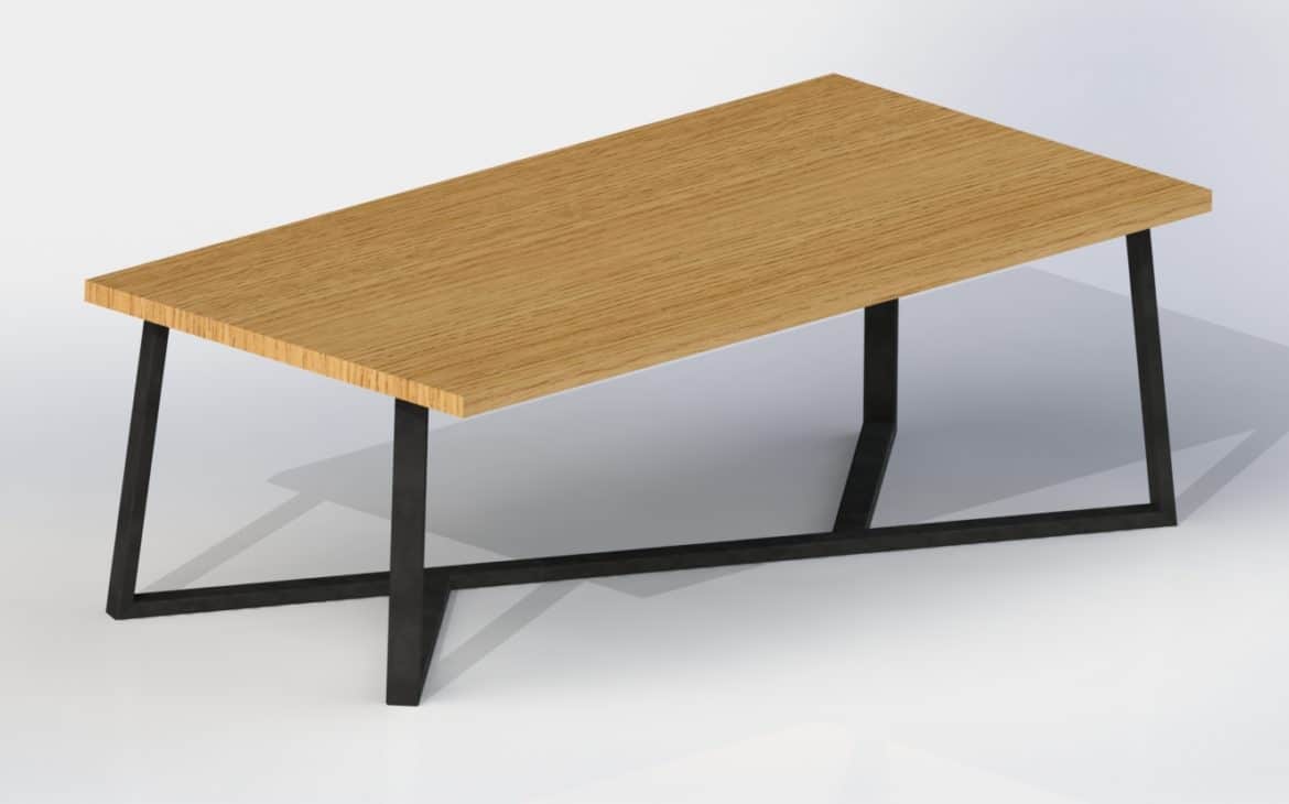 modern table leg design rendering for the double Y-shape frame