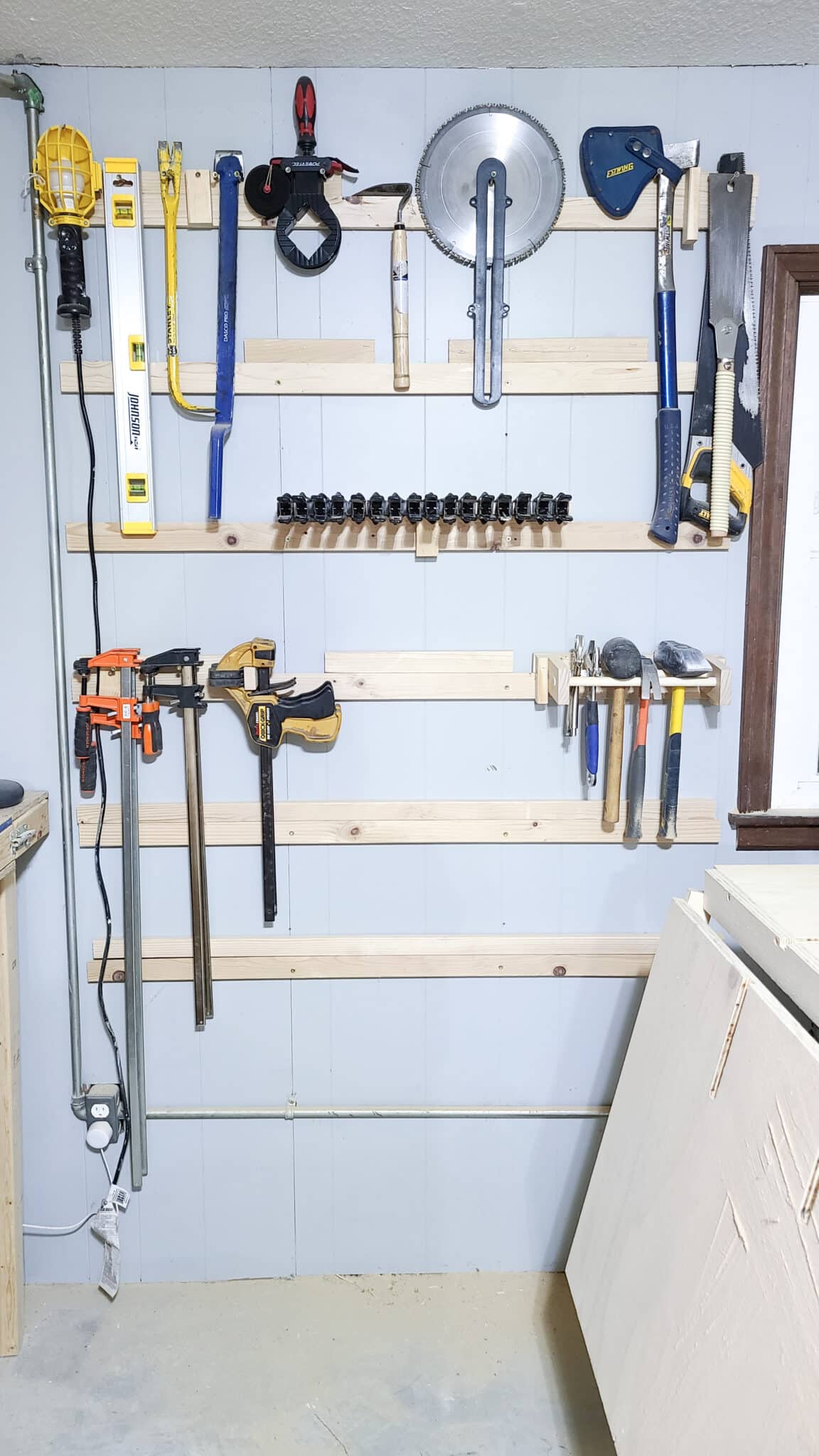 using french cleat system to organize a garage and workshop