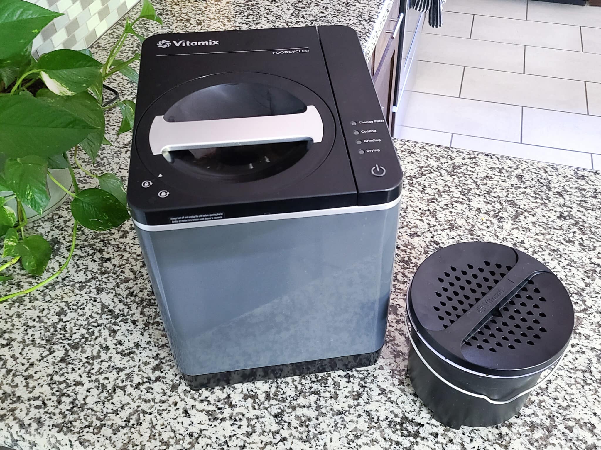 Vitamix Foodcycler Review - electric composter sitting on kitchen countertop